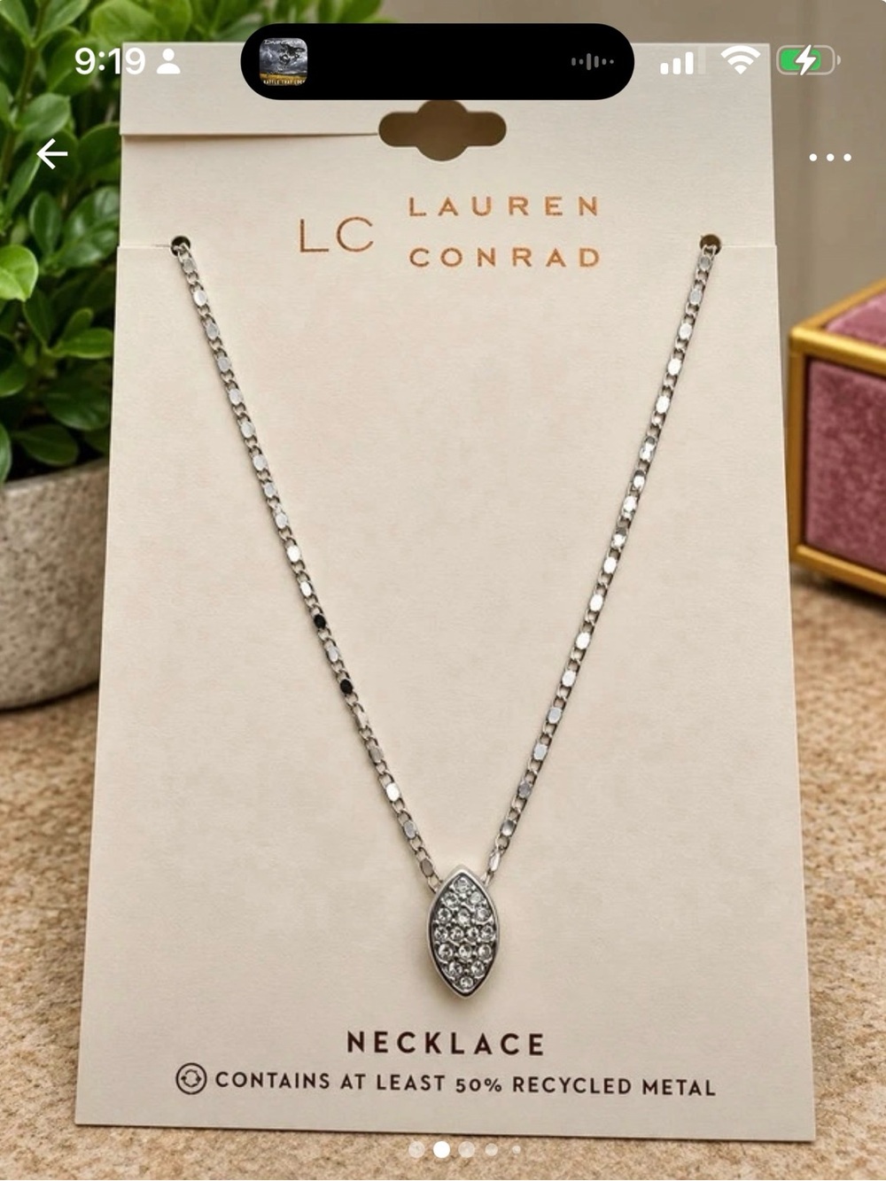LC Lauren Conrad Silver-Tone Crystal Pendant Necklace (BN8/op)